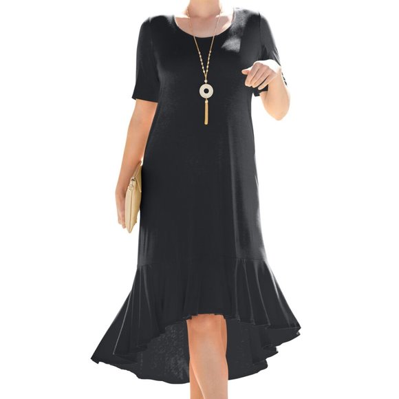 Jessica London Dresses & Skirts - 18w Women's Plus Size Everyday Knit Flounce Hem Maxi Dress Soft Black